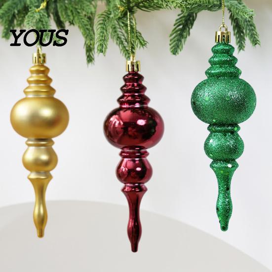 Decorative Hanging Ornaments for Home 6 Pcs Finial Drop Christmas Ornament, Glitter Shatterproof Plastic Tree Decorations Decoration Holiday Decor DIY