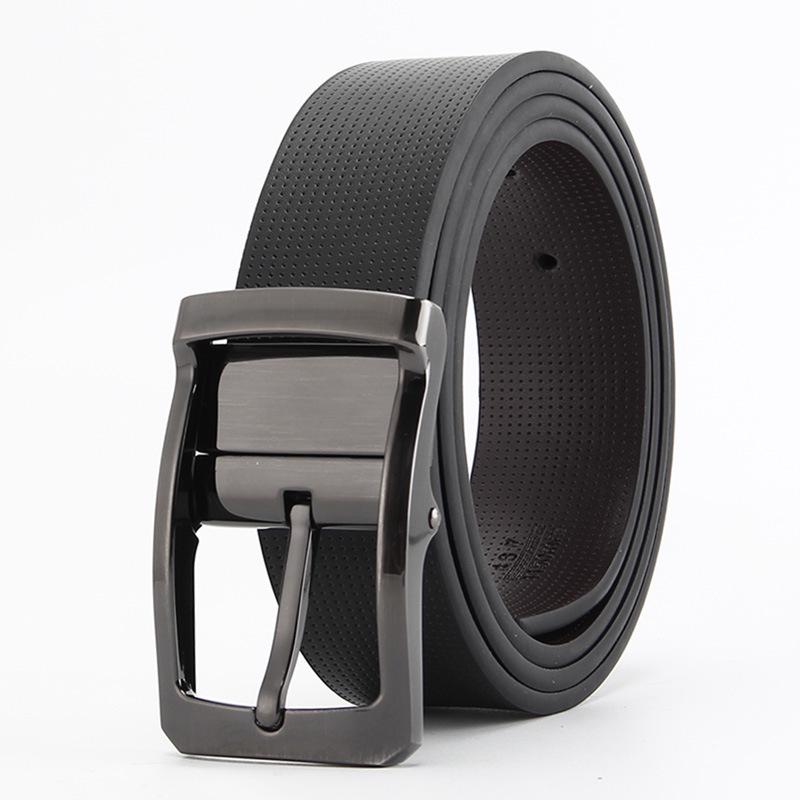 Dulilu Men's Two-Layer Leather Pin Buckle Casual Belt