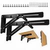 Folding Bracket Shelf Mount - L-shaped, 150kg Load Capacity, Wall Mounted, Set of 2, Screws Included (2, Black, 30cm)