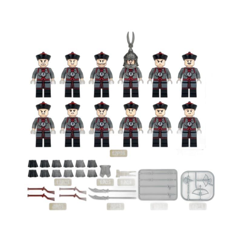 12 1631 Brave Soldiers Qing Dynasty Soldiers Miniature Children Assembled Building Block Toy Weapon Piece