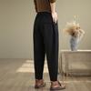 Plus Size Versatile Black High-Waisted Harem Pants - Stylish, Tummy Concealing, Slimming, Loose-Fit Carrot Design