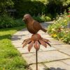 Retro Rust Finish Garden Stake Rusty Decorative Stakes, Metal Flowers Birds Decoration, Daisy Ground Bird Stake, Plant Container Decorations