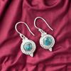 Rare Blue Copper Turquoise Gemstone 925 Sterling Silver Jewelry Earrings 1.43" EE-117-42
