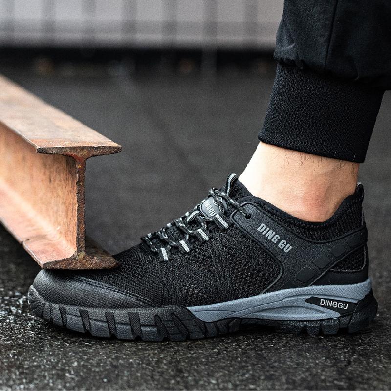 Oulylan Men's Lightweight Safety Boots Steel Toe Anti-Smash Anti-Puncture Breathable Summer Durable Work Protection Shoes