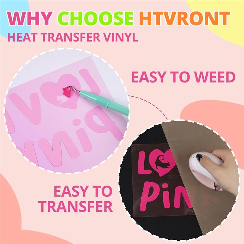 CYCLI-HTV Heat Transfer Vinyl - 12 Pack HTV Vinyl, 11 Different Colors Iron On Vinyl And 1 Teflonsheet, HTV 12X10 Inch HTV
