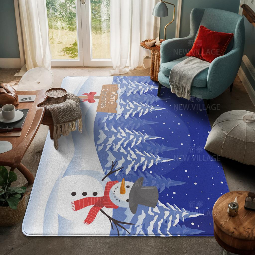 House Entrance Carpet Home Door Mat Living Room Bath Foot Bathroom Non-slip Water Absorption Rugs Bath Merry Christmas Winter