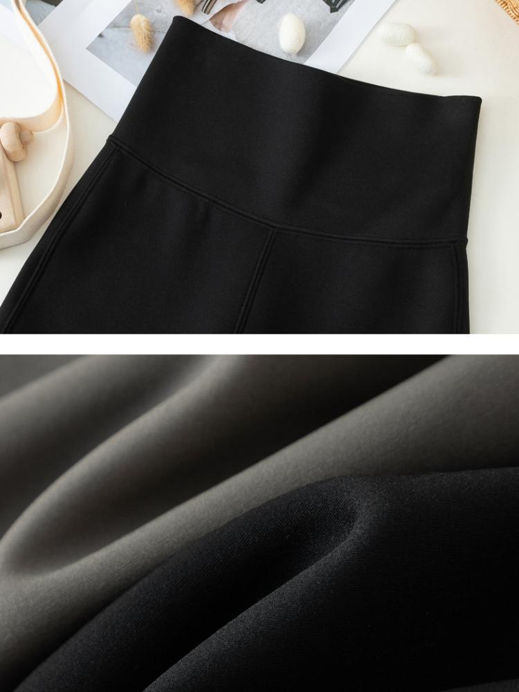 Black High Waist Micro Flare Women's Pants Autumn And Winter Plus Velvet Trousers Stretch Leggings Thermal Female Pants