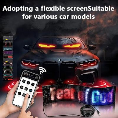 Teufelsaugen Licht für Autos, 12x59,5CM Programmierbares Lauflichtschild, Anpassbarer Text & Animationen für Autofenster, Geschäft