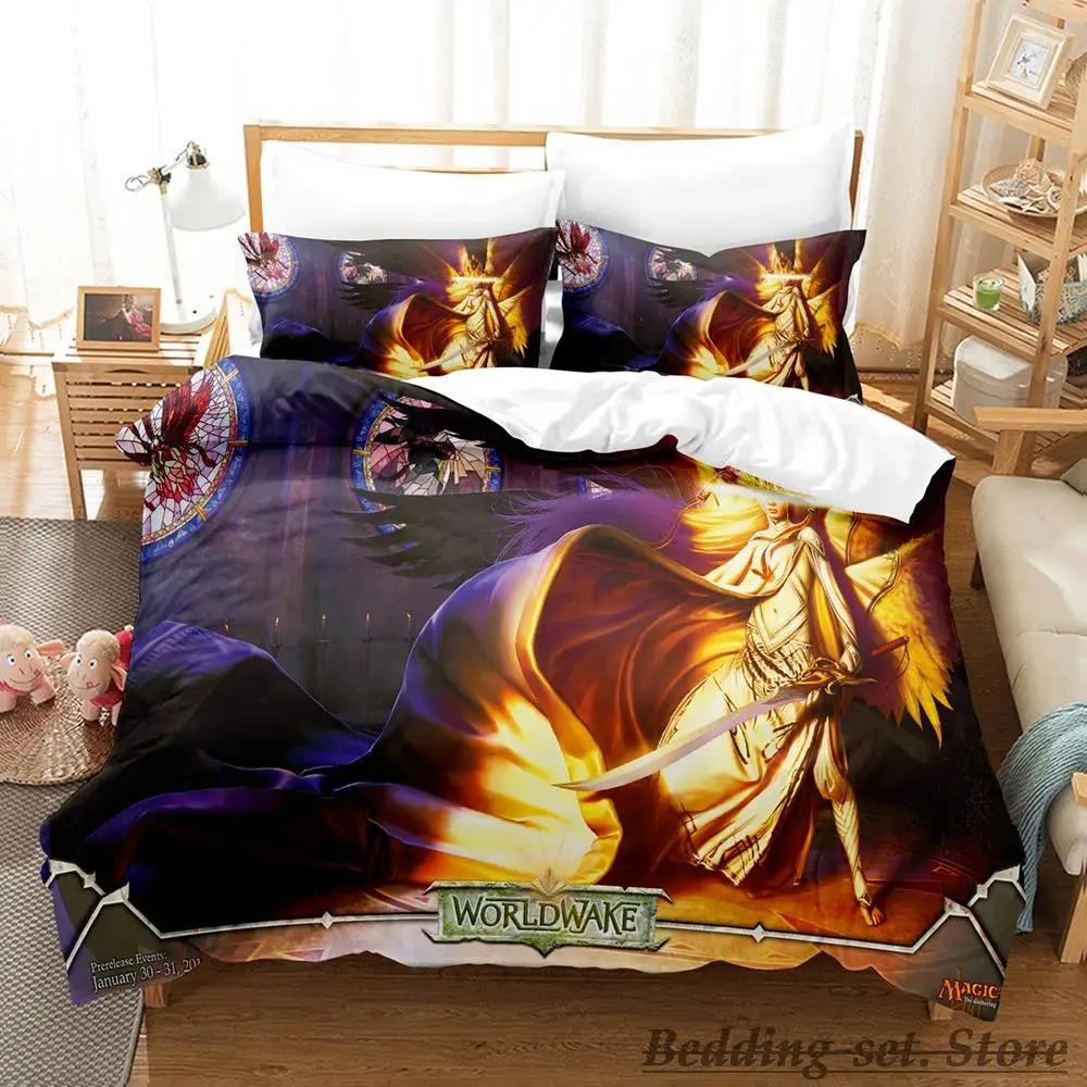 New M-Magic The Gathering Bedding Set Cartoon Anime Three-piece Set Adult Kid Bedroom Duvetcover Sets 3D Kawaii Twin Set