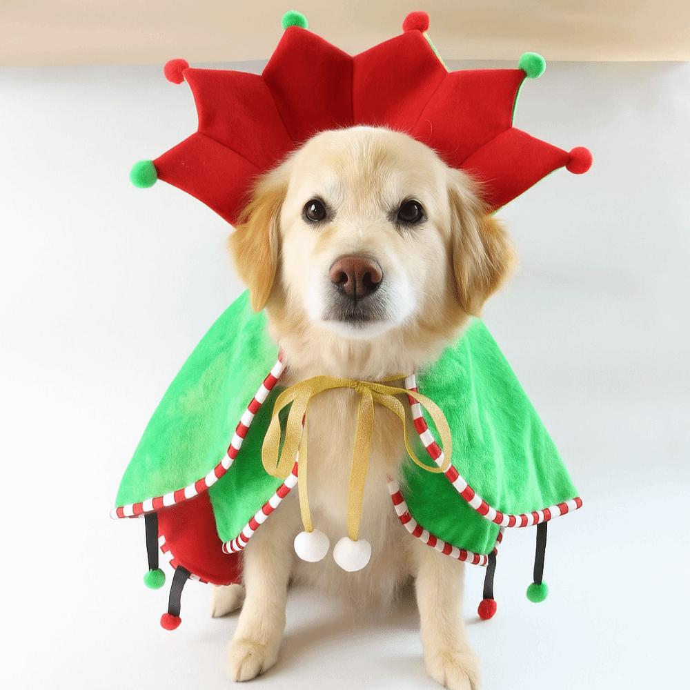 Soft Christmas Pet Cloak Comfortable Winter Design Pet Costume Scarf Cute Adjustable Pet Santa Costume Festive