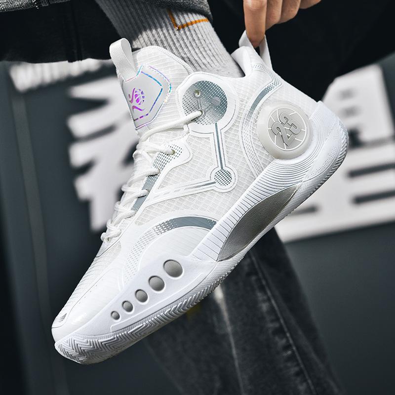 Men's High Top Breathable Non-Slip Shock-Absorbing Basketball Shoes for Middle School Students