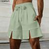 INCERUN Sommer Herren Elastischer Bund Lässige Lockere Halbhosen Shorts