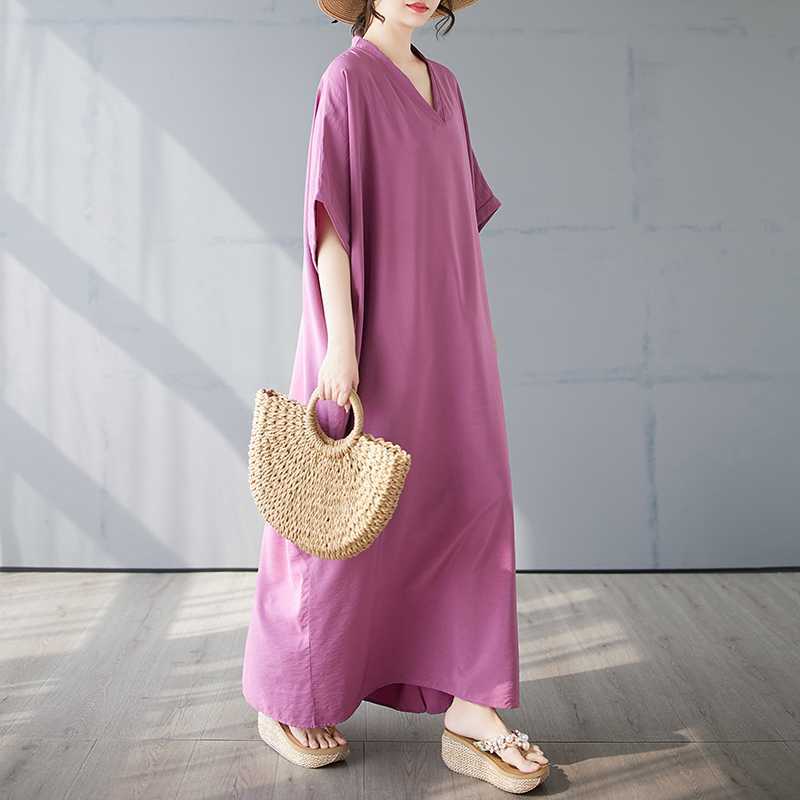 Summer Color Retro Long Skirt Cotton Linen Dress