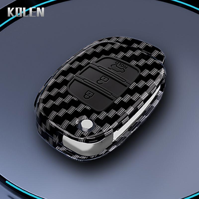 Abs Carbon Fiber Style Car Key Case Cover For Hyundai Solaris Creta Ix25 Kona Tucson Santa Fe Sonata Elantra Ix35 I20 Hb20 Ix45