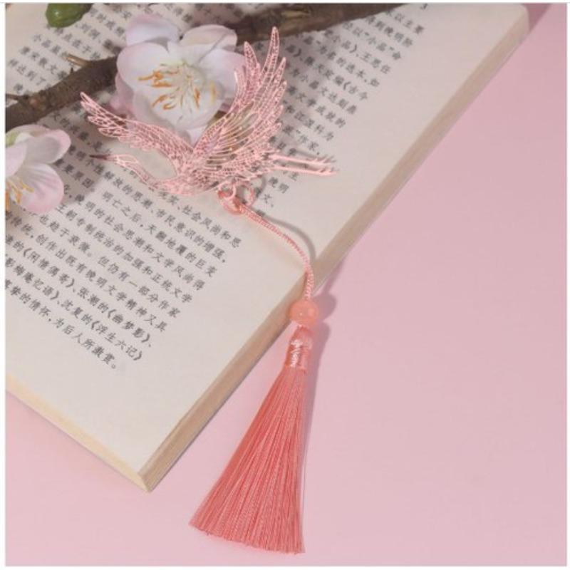 1Pc Golden Retro Art Metal Plant Vein Bookmark with Tassel Reading Book Accessories Index Tab Fringe Gift for Teachers Students