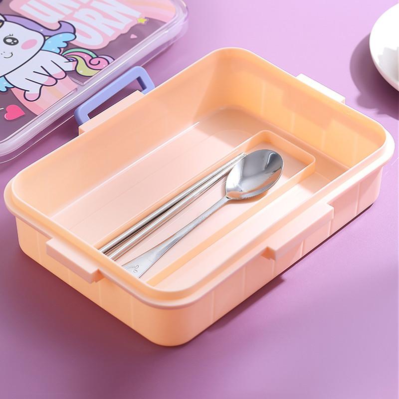 800ml Cartoon Stainless Steel 304 Lunch Box With Spoon Kids Leak-Proof Bento Box Student School Office Food Container