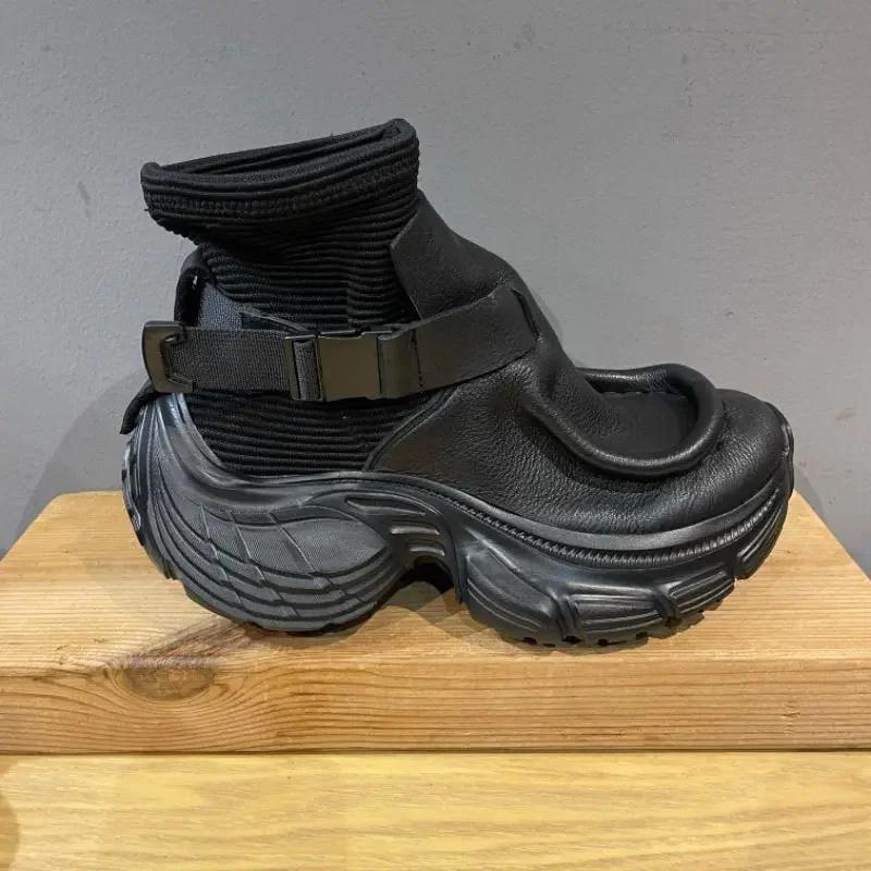 High Top Sneaker Plus Size 45 46 Herr Designer Socksko Mode Casual Läder Tyg Andningsbar Höjdökande Platåskor