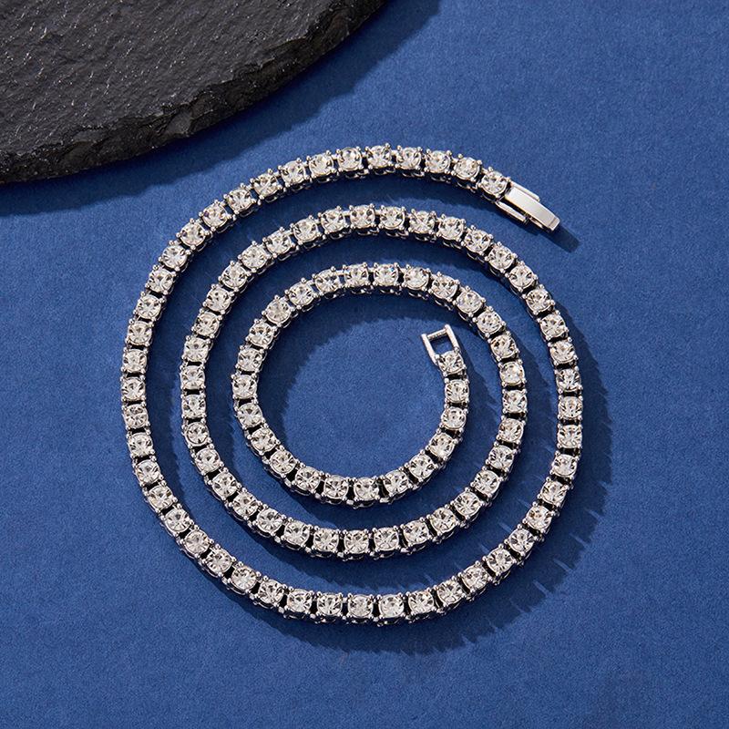 5Mm Hip Hop Tennis Chain Simple Single Rhinestone Clavicle Chain Cuban Chain Necklace