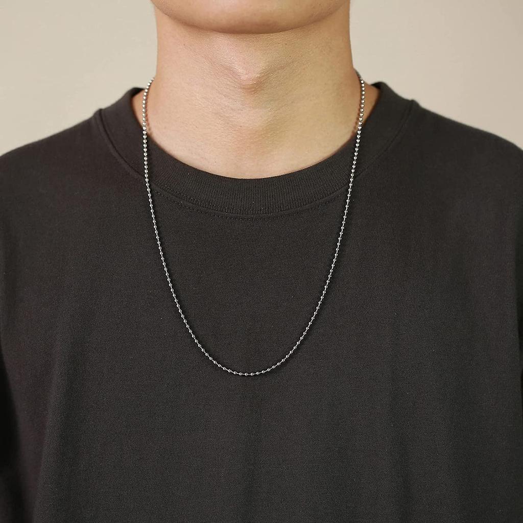 Colier cu etichetă pentru câine - Lanț militar cu etichetă pentru câine din oțel inoxidabil pentru bărbați, femei, colier cu bile de mărgele 23,6 inci