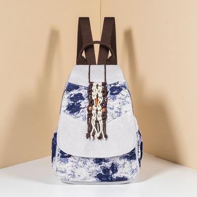 Zaino stile etnico, artistico e retrò, zaino versatile di grande capacità, zaino da viaggio in tessuto leggero