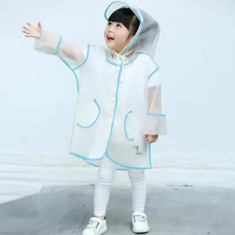 

Kids Raincoat Waterproof Rain Poncho Clear Transparent Children kindergarten school Student Rainsuit Protective Poncho Covers S синий