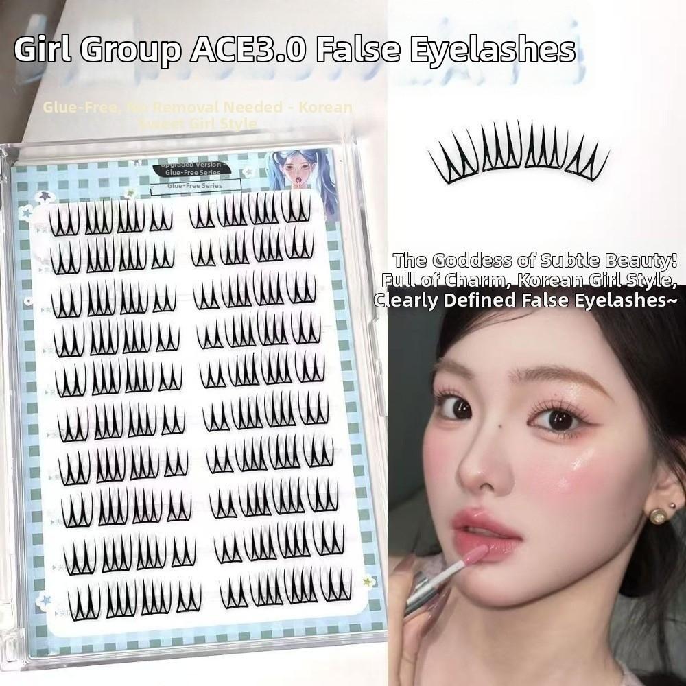 

U Shape Self Adhesive False Eyelashes Korean Style Girl Group Fake Eyelashes Party 10 Rows-card random