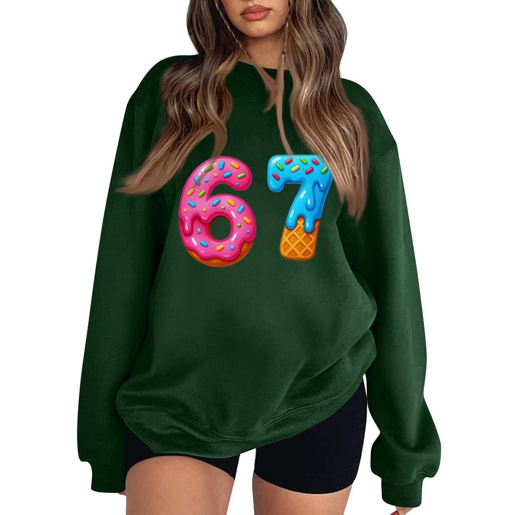 Women's Fashionable Casual Long-Sleeved Round-Neck Printed Pullover Sweatshirt