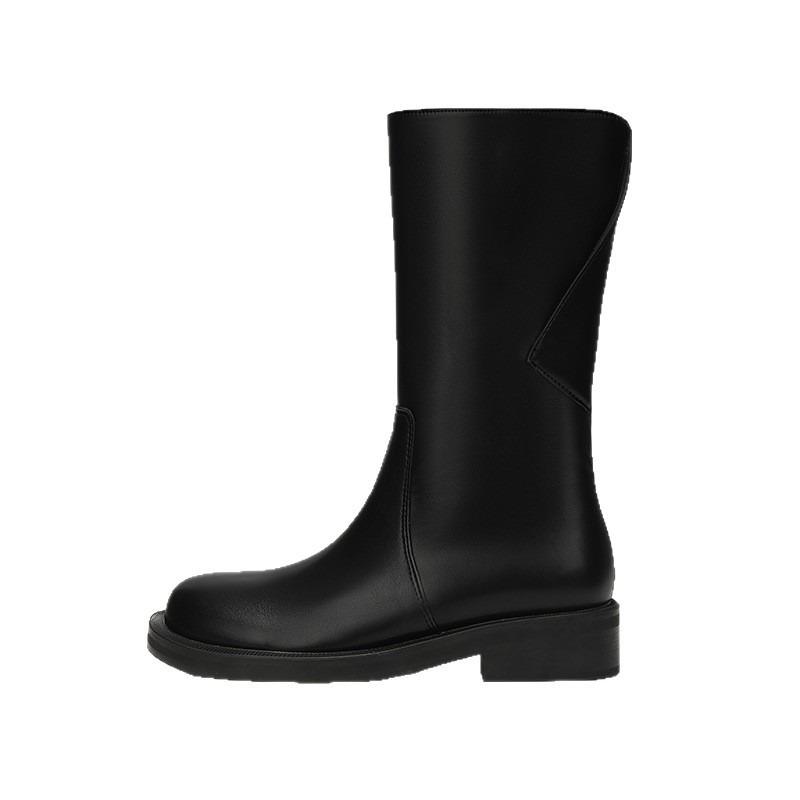 Howi Boots Niche Two Wear Lazy Sleeve Versatile New Mid-tube Boots Round Head Thick-soled Knight Boots Children