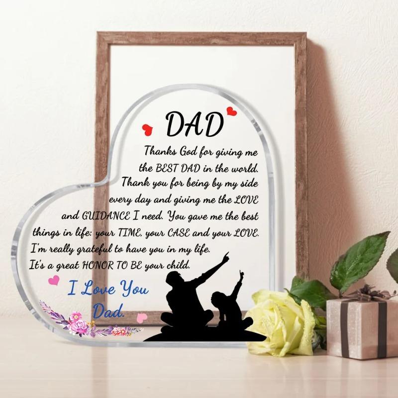 2D Flat Dad Birthday Gifts Acrylic Desktop Decoration Plaque, Home Decor Plaque Hanging Wall Art Decorative Garden Decoration for Room Door Signs Hang