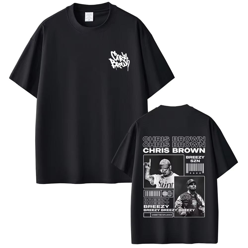 Sommer Unisex Vintage Top Mode T-Shirt Rapper Chris Brown Breezy Bowl XX Tour 2026 T-Shirt Herren Damen Hip Hop Mode Popmusik T-Shirts M