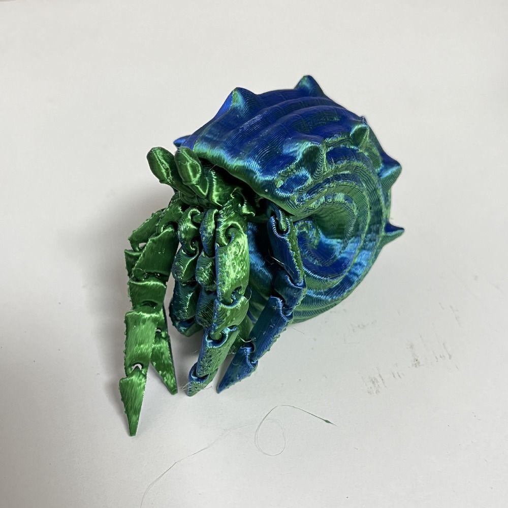 

Removable 3D Printed Hermit Crab Conch Shell 3D Articulated Crab Toys Landscaping Decoration 12cm зелений/синій