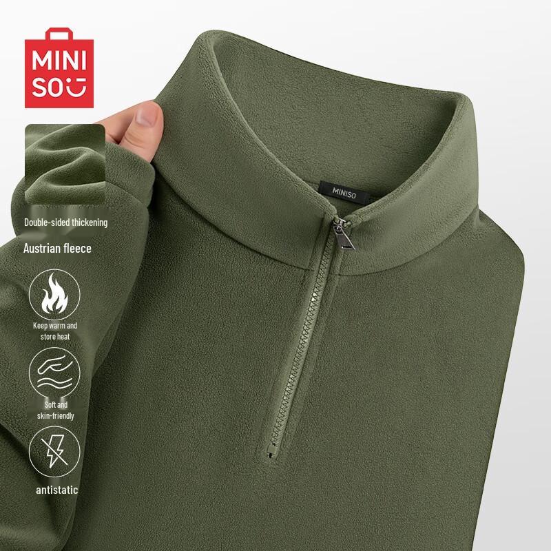 

MINISO Men s Retro American Half-Zip Fleece Sweatshirt 3XL
