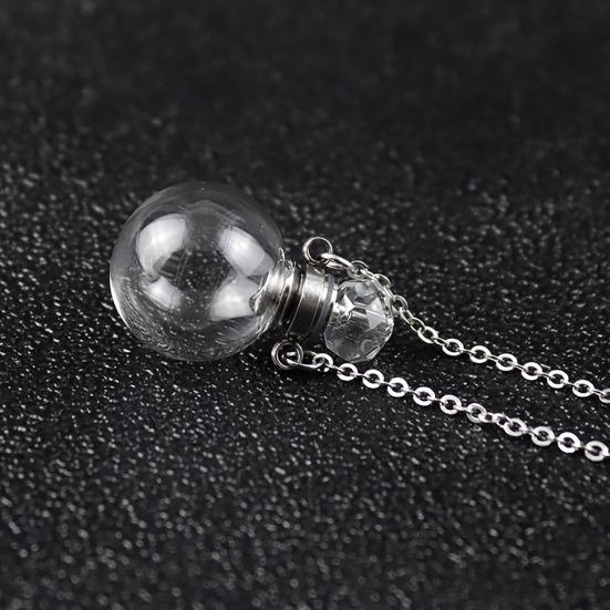 Perfume Vial Pendant Necklace Transparent Aroma Essential Oil Diffuser Pendant Refillable Spherical Perfume Bottle Necklace for Women Unique Jewelry