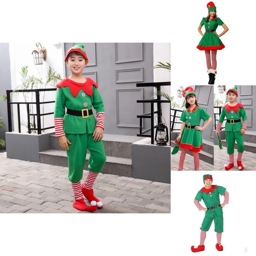 Festive Green Elf Santa Claus Costume For Adults And Kids Perfect For Family Christmas Celebrations