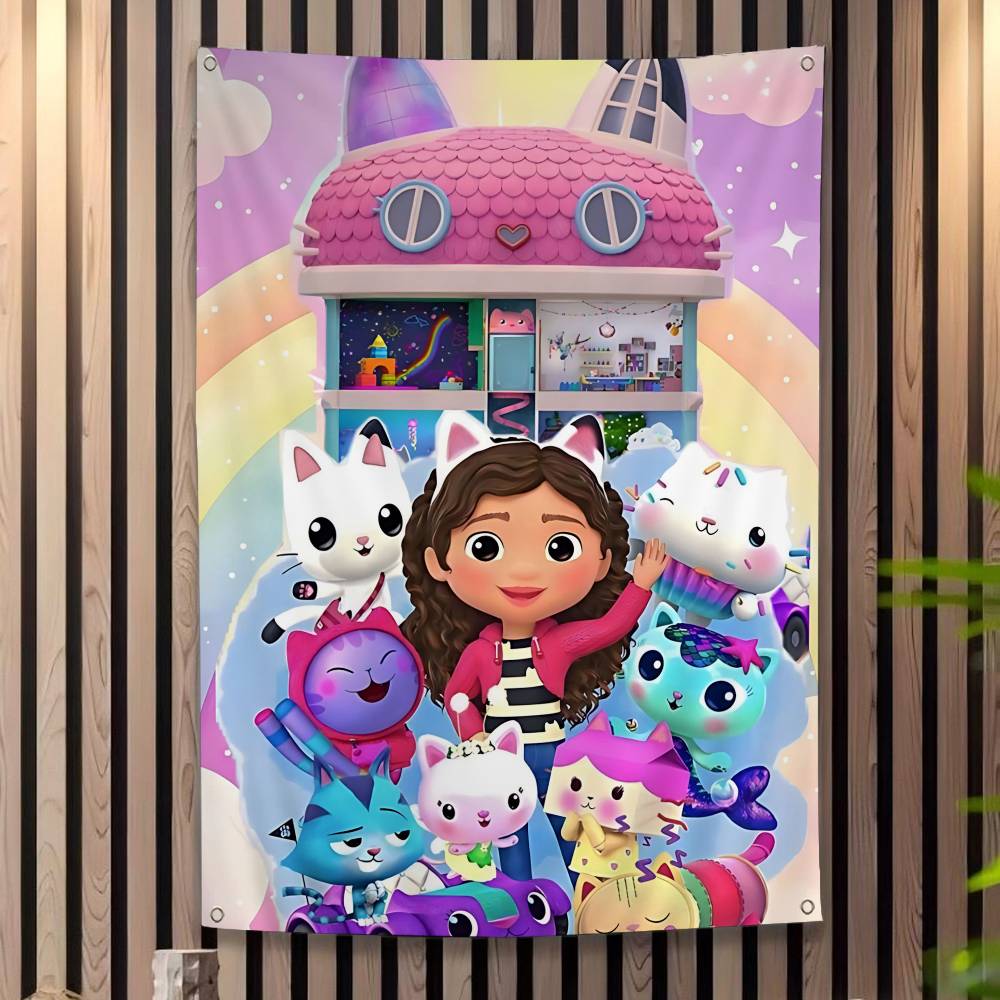 Funny Vintage GGabbys Classic Dollhouse Large Size Flags Printing Patterns Interesting Birthday Party Decorations Banner