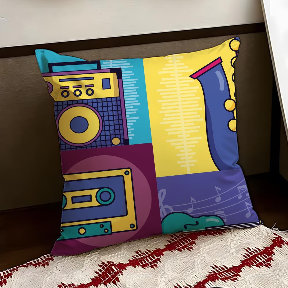 Retro Speaker Piano Rock Cushion Cover Reversible Soft Durable Pillow Cover Home  Car MultiScene Use for Daily Comfort