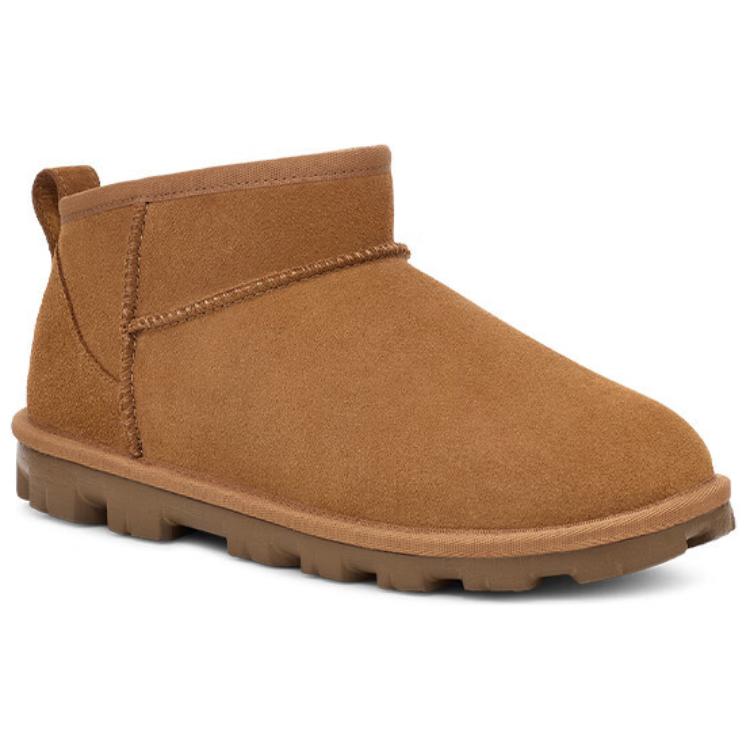 UGG Two-Layer Cowhide Warm Non-Slip Comfortable Solid Color Short Snow Boots Unisex Snow Boots Brown 1166732-CHE