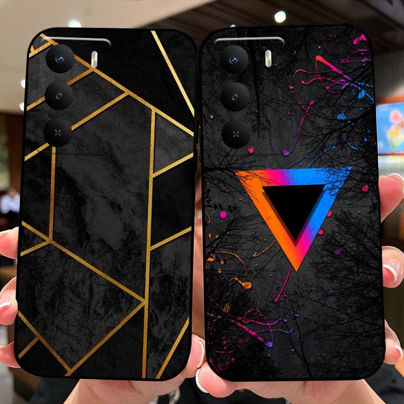 Case For Realme V60 Pro TPU Silicone Black Phone Cover For OPPO Realme 14x 5G Fashion Color Painted Soft Shockproof Coque Bumper