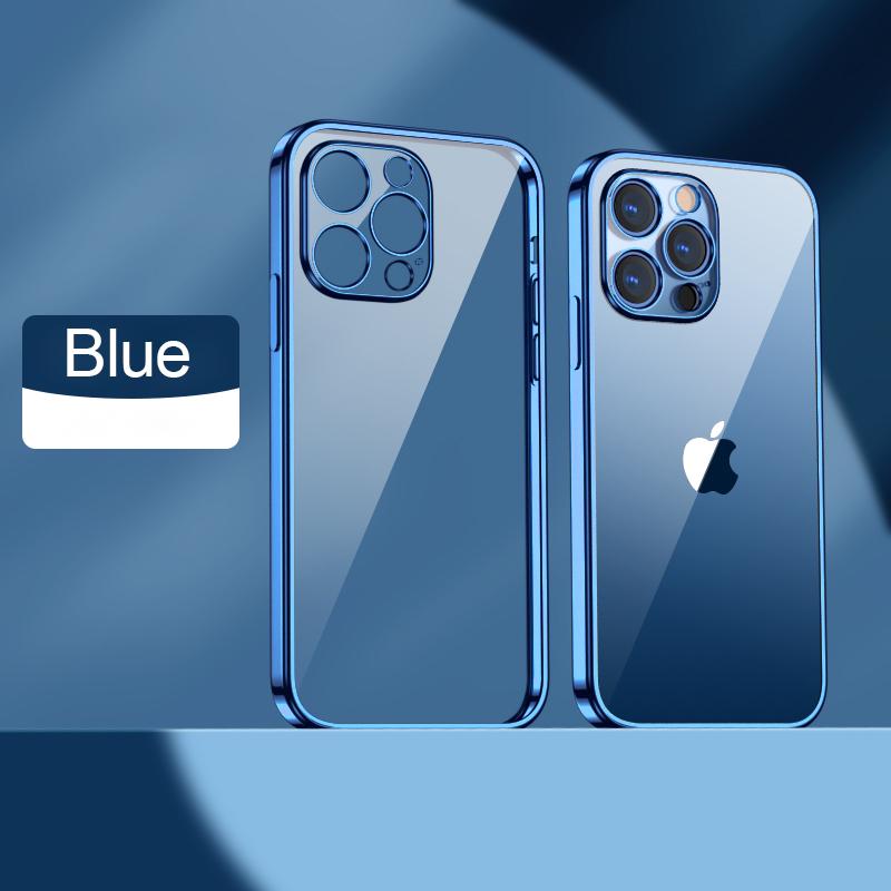 Luxury Plating Transparent Soft Silicone Case for iPhone 13 11 12 Pro Max Mini XR X XS SE 2020 8 7 Plus Shockproof Clear Cover
