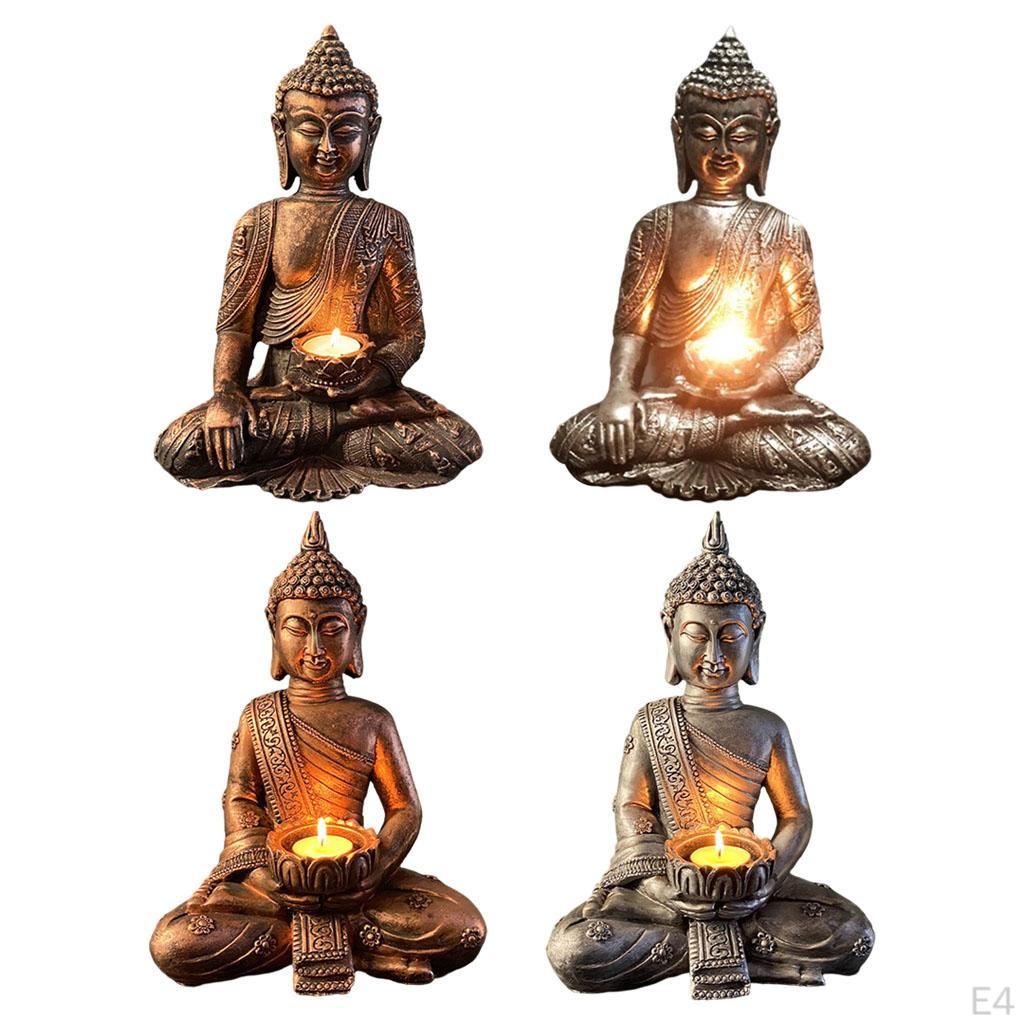 Buddha Holder Tabletop Tealight Decor Statues Collectible Figurines for Relaxing Gift