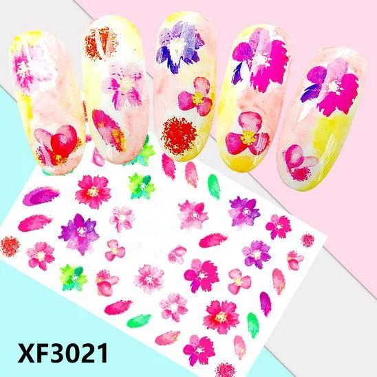 1 Sheet Colorful  Flowers and Animals  Water Transfer Slider for Manicure Nail Art Decoration Nail Sticker