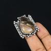 Natural Petrified Wood Jasper 925 Silver Multi Stone Ring Size 7.5 For Women