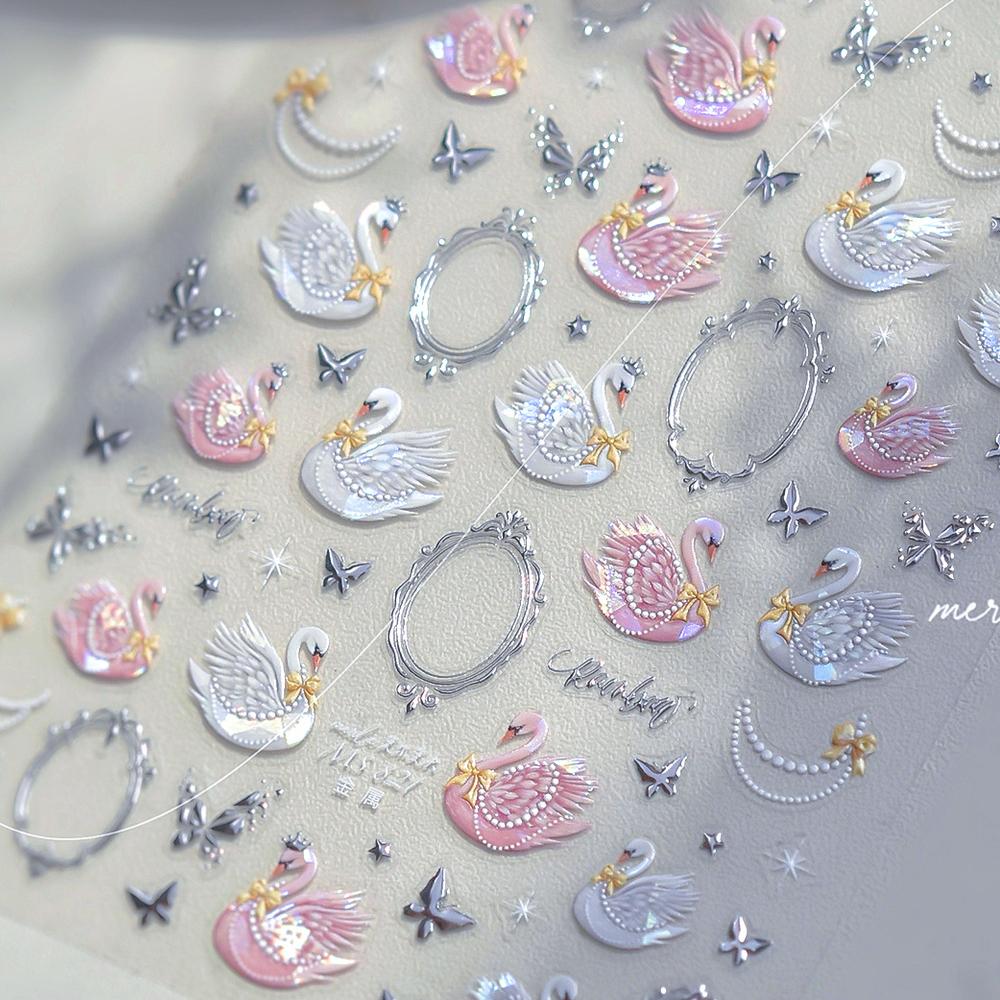 Waterdrop Geometric Butterfly Gold Stamping Moon 5D Nail Art Sticker Elegant Metal Self Adhesive Decoration Manicure Decal
