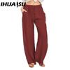 IHUASU 10Color Women's Fashion Casual Solid Color Print  Pants & Capris