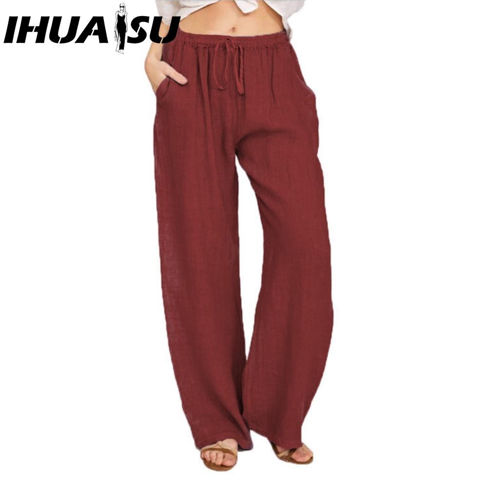 IHUASU 10Color Women's Fashion Casual Solid Color Print Pants & Capris