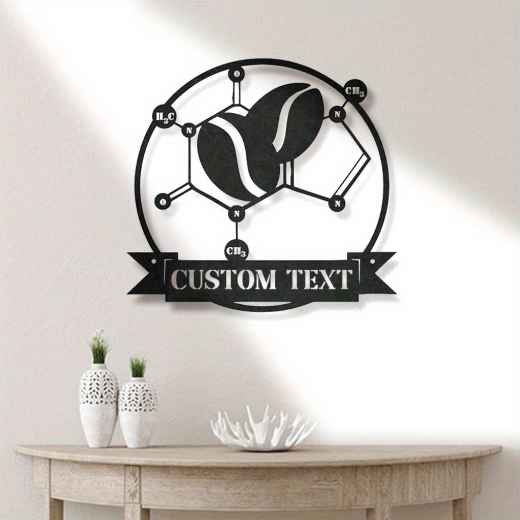 Precision Caffeine Molecule Metal Wall Art Chemistry Lab Decor Sign