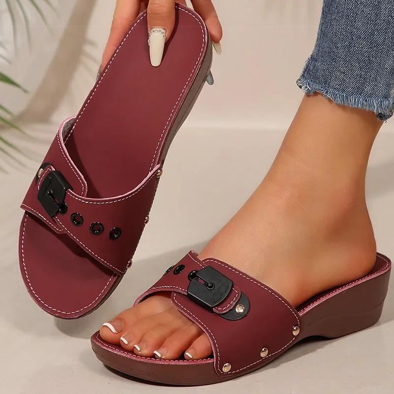 Women's Sandals Fashion Heeled Sandals For Summer Shoes Women Slippers Summer Footwear Female Block Heels Sandalias De Mujer