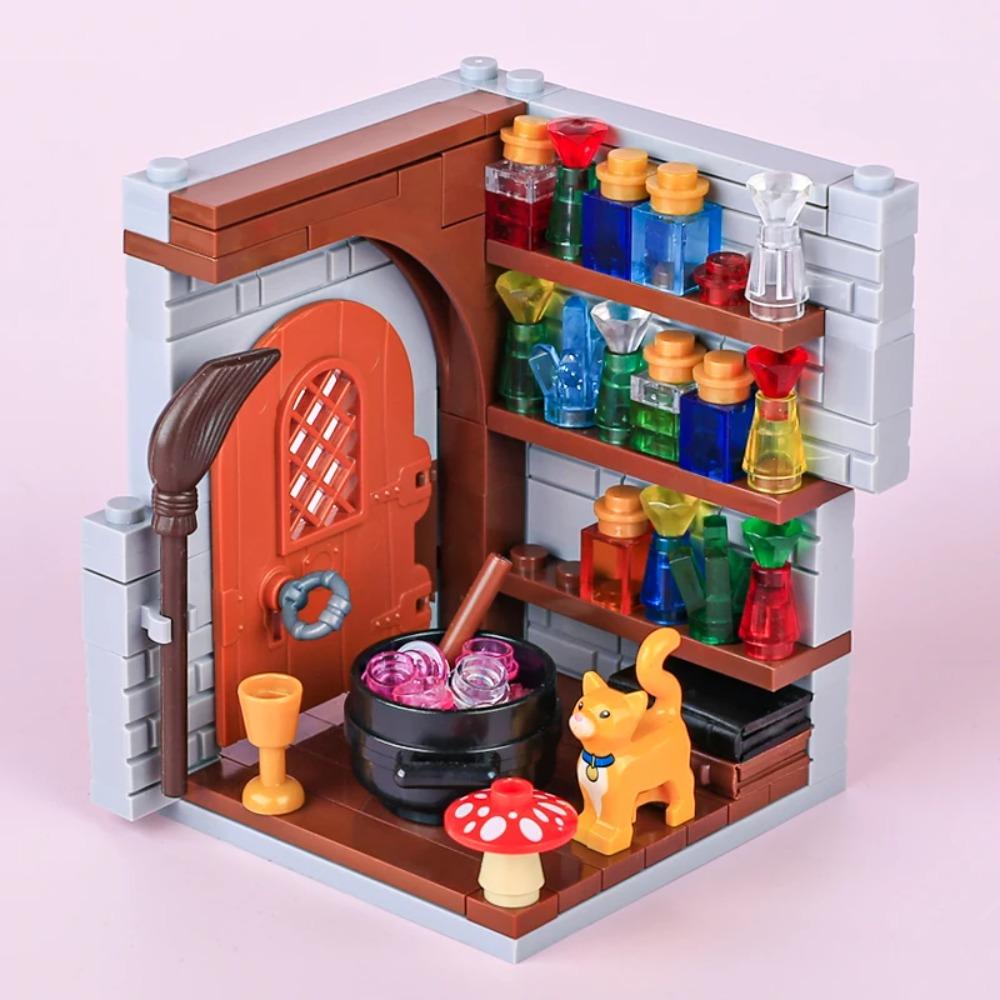 MOC Halloween Building Blocks Model Decorations Medieval Witches Vampires Thrones Kitchen Street Lamps Tombstones Toy Gift S025