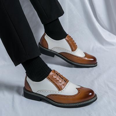 Męskie skórzane buty biznesowe sznurowane oksfordy brytyjskie brązowe spiczaste buty biznesowe codzienne skórzane męskie eleganckie buty ślubne