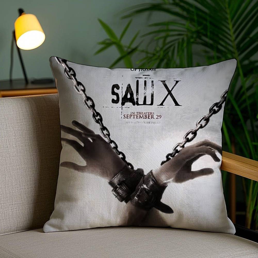 Horror Movie S-Saw X Pillow Case Office Sofa Dorm Chair Back Short Plush Double-Sided Printing Home Cushion Cover